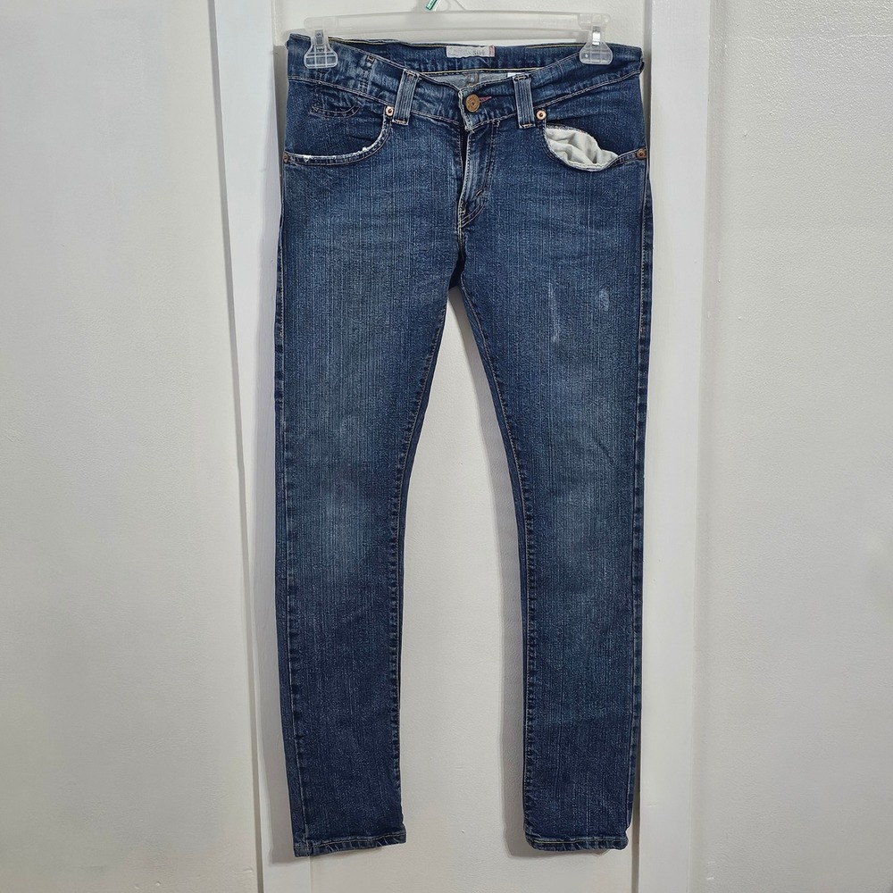 Levis Slough Skinny 504 Jeans Medium Wash Blue Low Rise Denim Size 7M